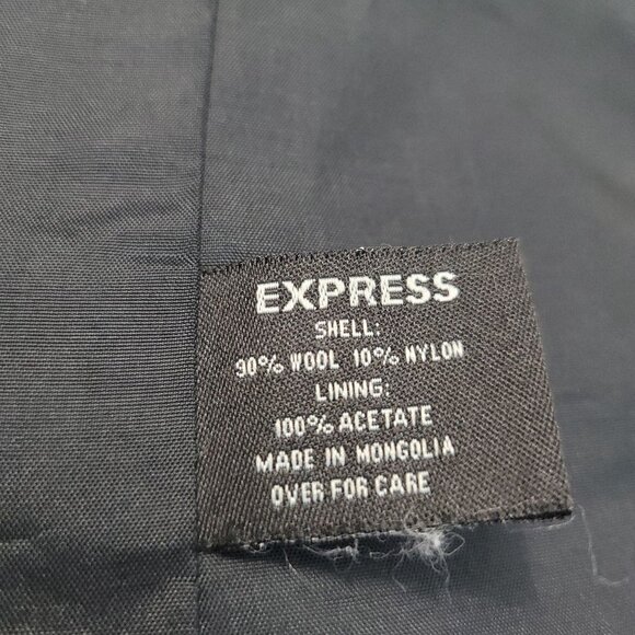 Express 90% wool wrap front overcoat women's size 9/10 in black - Picture 7 of 7